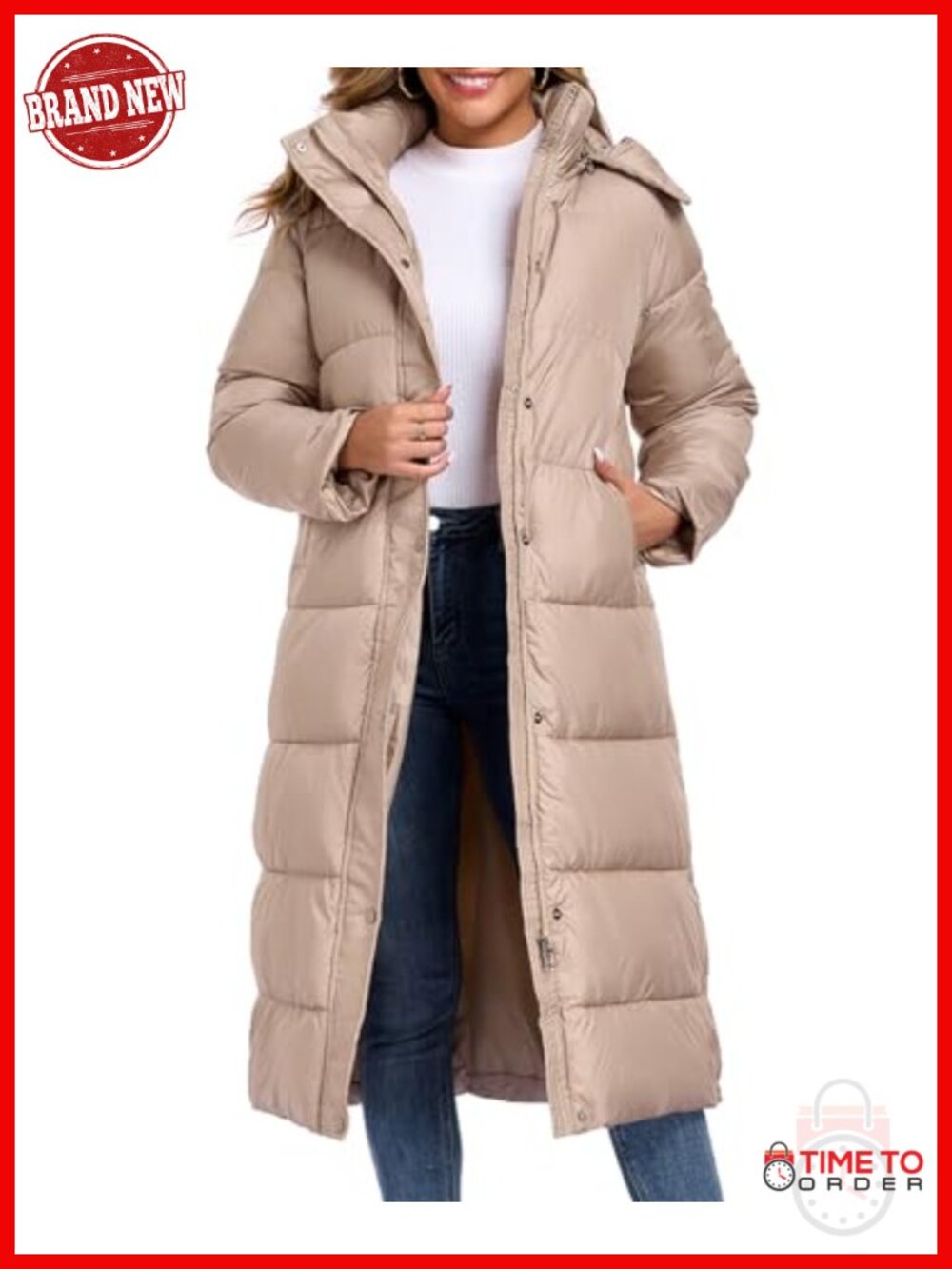 Oversized Long Puffer Coat Hooded Down Jacket Winter Parka